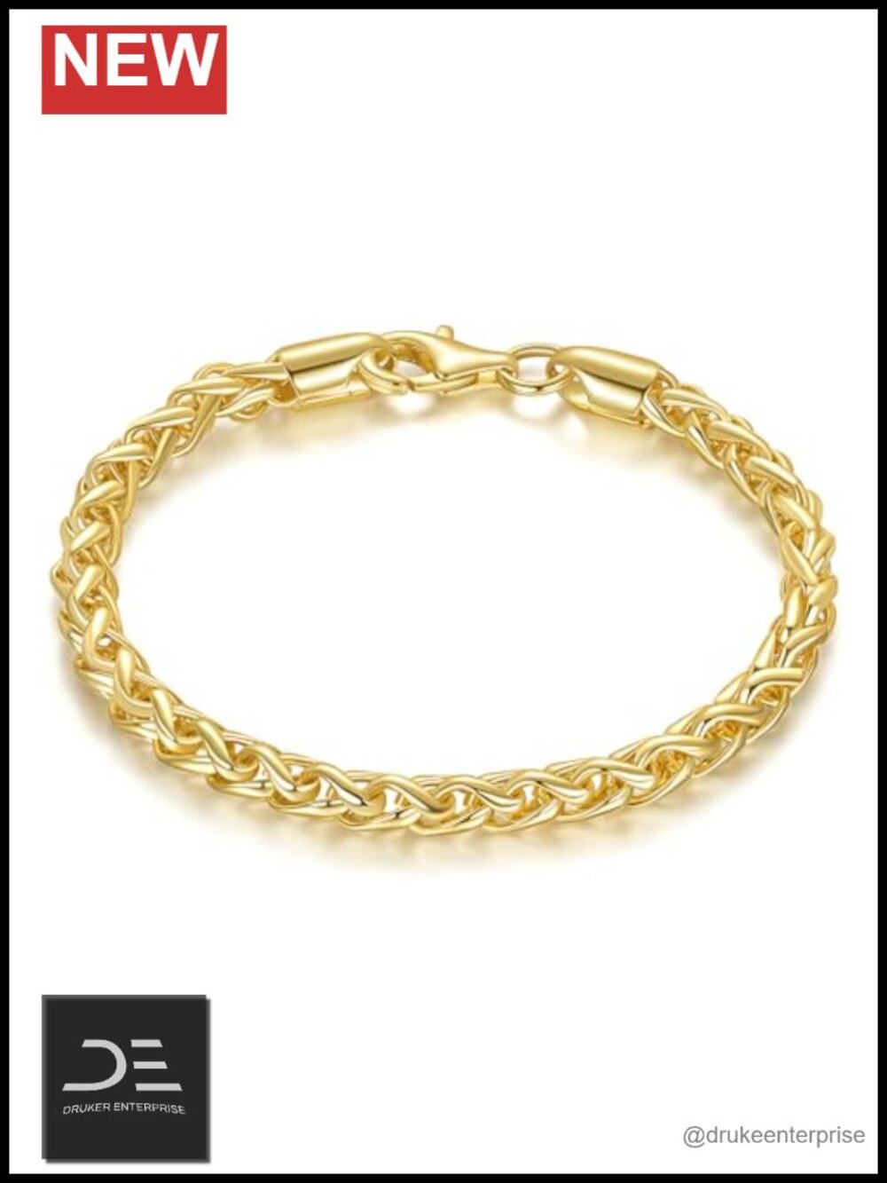 14k Gold Plated Wheat Chain Link Bracelet for Women